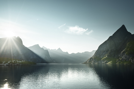 sunset in Lofoten islands, Norwayの写真素材