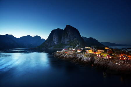 sunset in Hamnoy village, Lofoten islands, Norwayの写真素材