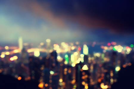 blurred lights from peak Victoria, Hong Kongの写真素材