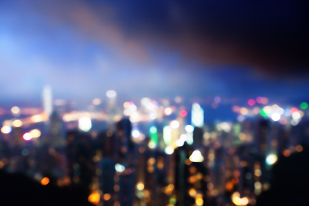 blured lights from peak Victoria, Hong Kongの写真素材