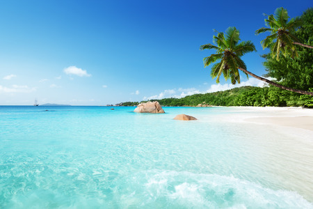 Anse Lazio beach at Praslin island, Seychellesの写真素材