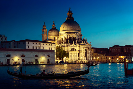 Basilica Santa Maria della Salute in sunset time, Venice, Italyのeditorial素材