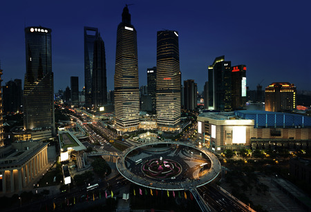 Shanghai night view, Chinaの写真素材