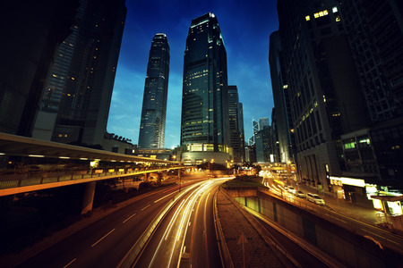 traffic in Hong Kong at sunset timeの写真素材