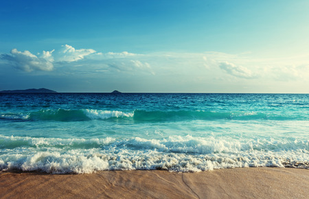 seychelles beach in sunset timeの写真素材