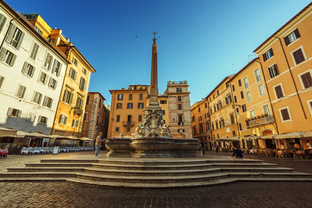 fountain, close to Panteon, in Rome, Italyの写真素材