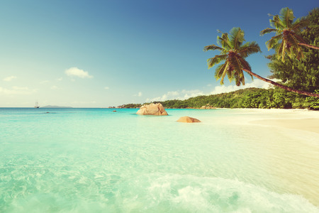 Anse Lazio beach at Praslin island, Seychellesの写真素材