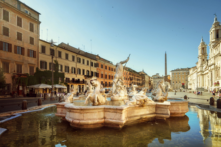 Piazza Navona in morning time, Rome. Italyの写真素材