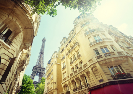building in Paris near Eiffel Towerの写真素材