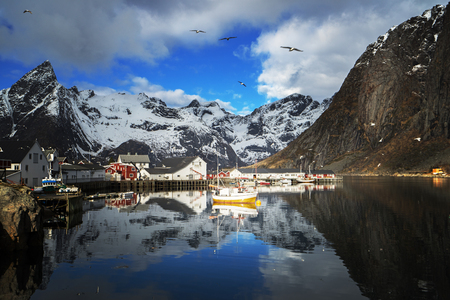 spring sunset - Reine, Lofoten islands, Norwayの写真素材