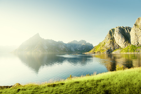 sunset in Lofoten islands, Norwayの写真素材