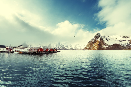 spring sunset - Reine, Lofoten islands, Norwayの写真素材