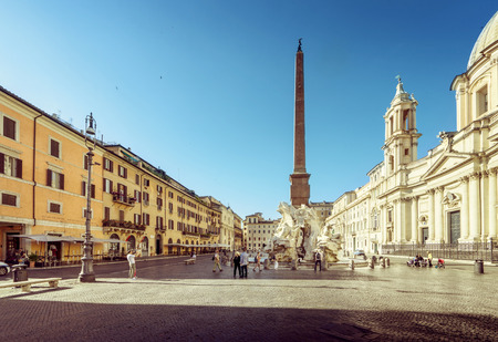 Piazza Navona in morning time, Rome. Italyのeditorial素材