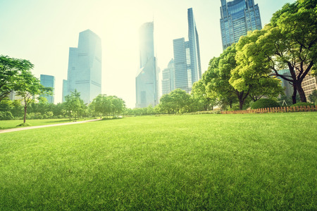park in lujiazui financial centre, Shanghai, Chinaのeditorial素材