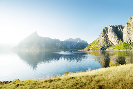 sunset in Lofoten islands, Norwayの写真素材