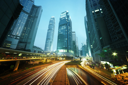 traffic in Hong Kong at sunset timeの写真素材