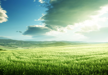 spring sunset in Tuscany, Italyの写真素材