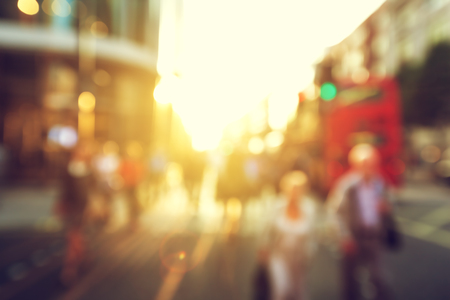 people in bokeh, street of Londonの写真素材