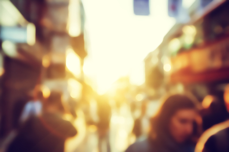 people in bokeh, street of Londonの写真素材