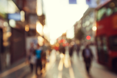 people in bokeh, street of Londonの写真素材