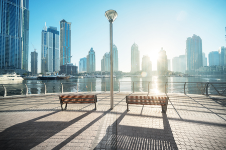 Dubai Marina at morning, United Arab Emiratesの写真素材