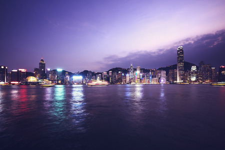 Hong Kong skyline at nightの写真素材