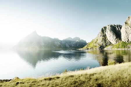 sunset in Lofoten islands, Norwayの写真素材