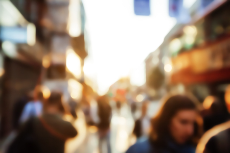 people in bokeh, street of Londonの写真素材