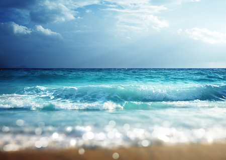 beach in sunset time, tilt shift soft effectの写真素材