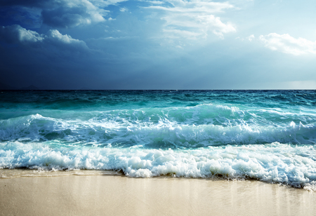 waves at Seychelles beachの写真素材