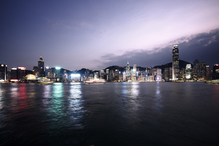 Hong Kong skyline at nightの写真素材
