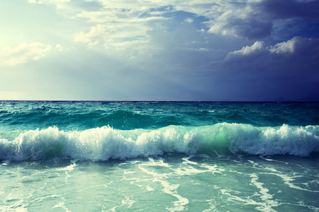 waves at Seychelles beachの写真素材