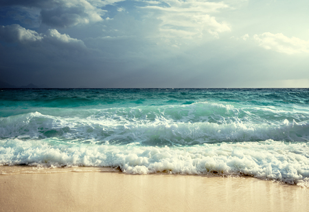 waves at Seychelles beachの写真素材