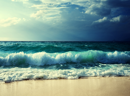 waves at Seychelles beachの写真素材