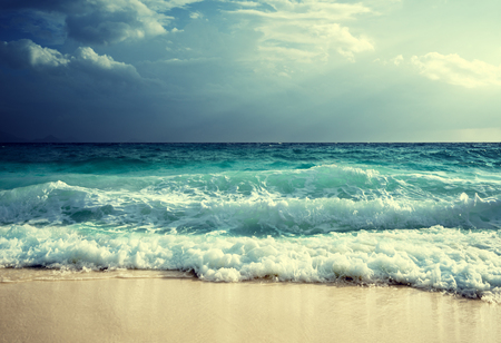 waves at Seychelles beachの写真素材