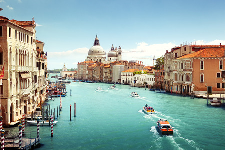Grand Canal and Basilica Santa Maria della Salute, Venice, Italyの写真素材