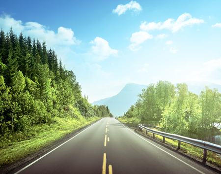summer road in mountain,  Norwayの写真素材