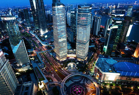 Shanghai night view, Chinaの写真素材
