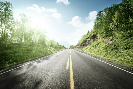 summer road in mountain,  Norwayの写真素材