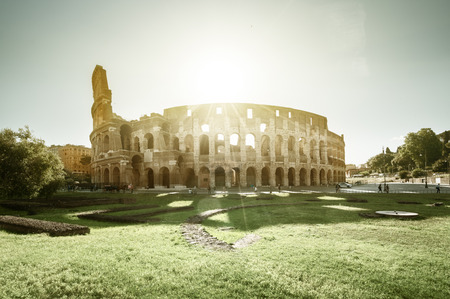 Colosseum in Rome and morning sun, Italyの写真素材