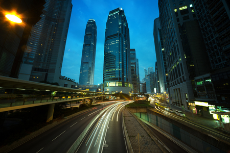 traffic in Hong Kong at sunset timeの写真素材