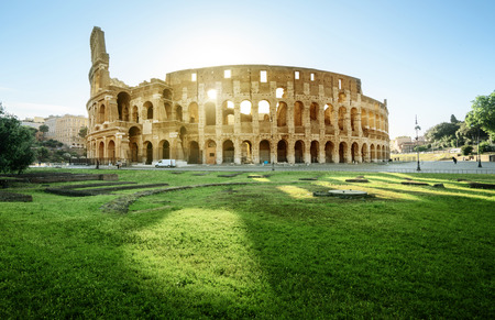 Colosseum in Rome and morning sun, Italyの写真素材