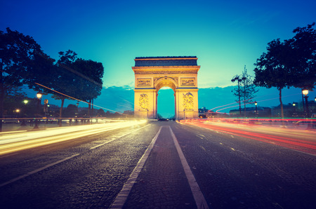 Arc de Triumph at evening, Paris, Franceの写真素材