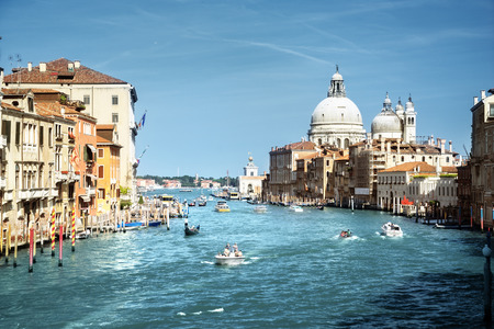 Grand Canal and Basilica Santa Maria della Salute, Venice, Italyの写真素材