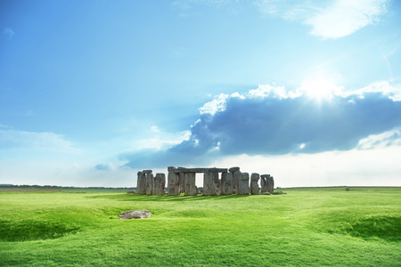 sunny day and Stonehenge, UKの写真素材