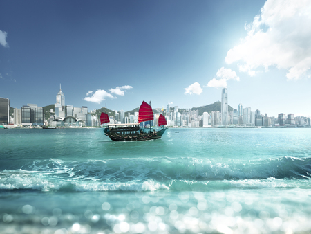 Hong Kong and tilt shift effectの写真素材