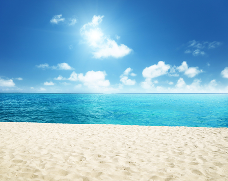 sunny tropical beach and perfect skyの写真素材