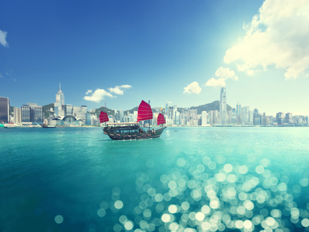 Hong Kong and tilt shift effectの写真素材