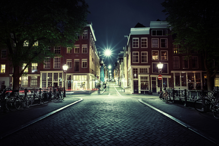Amsterdam at night, Netherlandsの写真素材