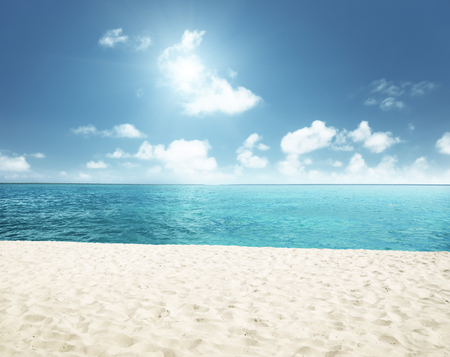 sunny tropical beach and perfect skyの写真素材
